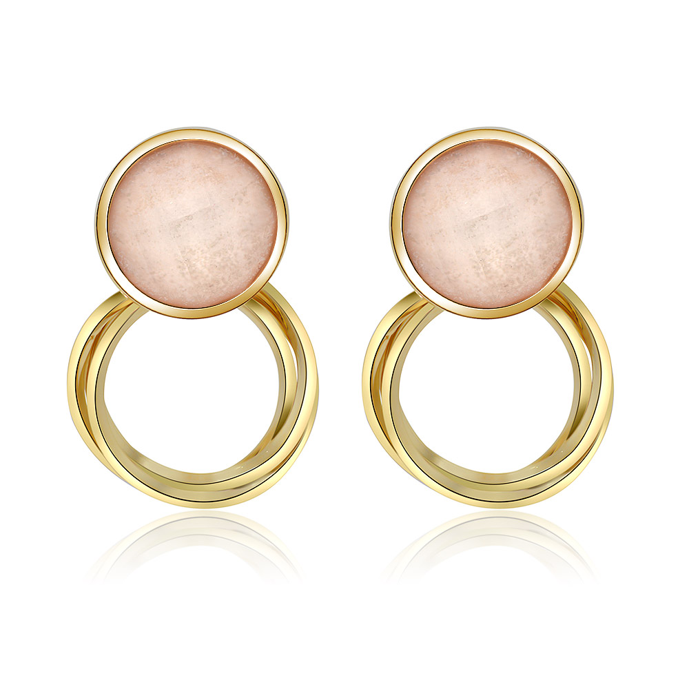 Pink Resin Stone Hoop Earrings